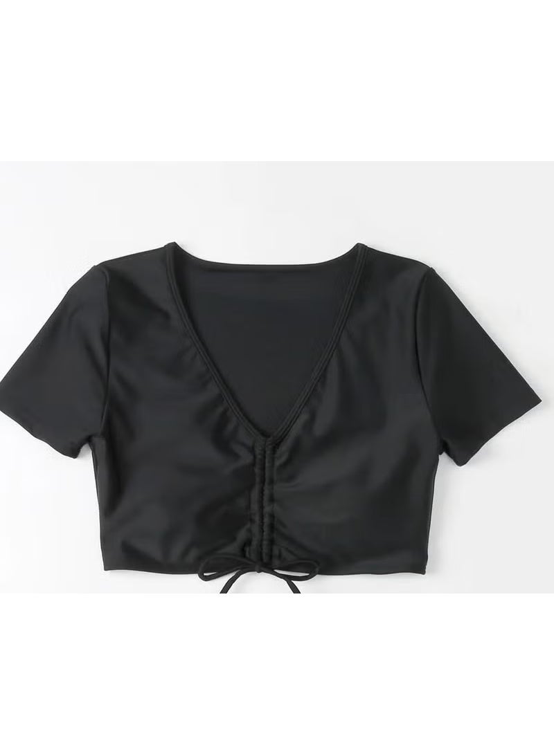Angelsin Special Design Half Sleeve Ruffle Detailed Bikini Top - Image 2